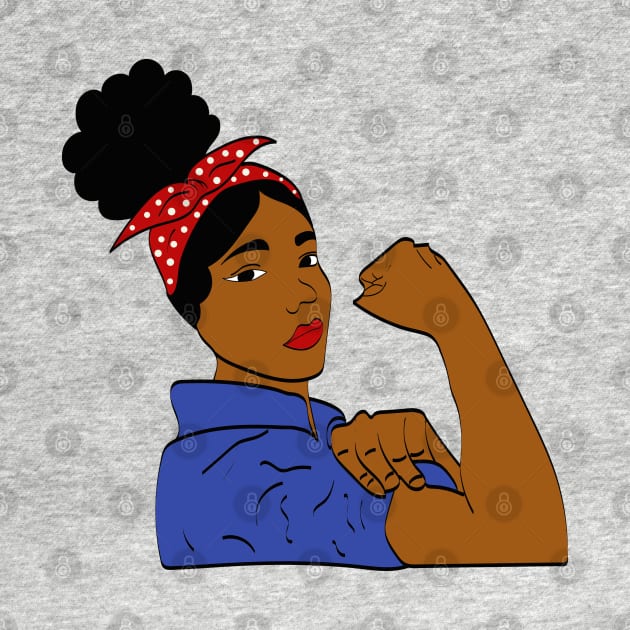 Black Woman Rosie The Riveter Afro Puff by blackartmattersshop